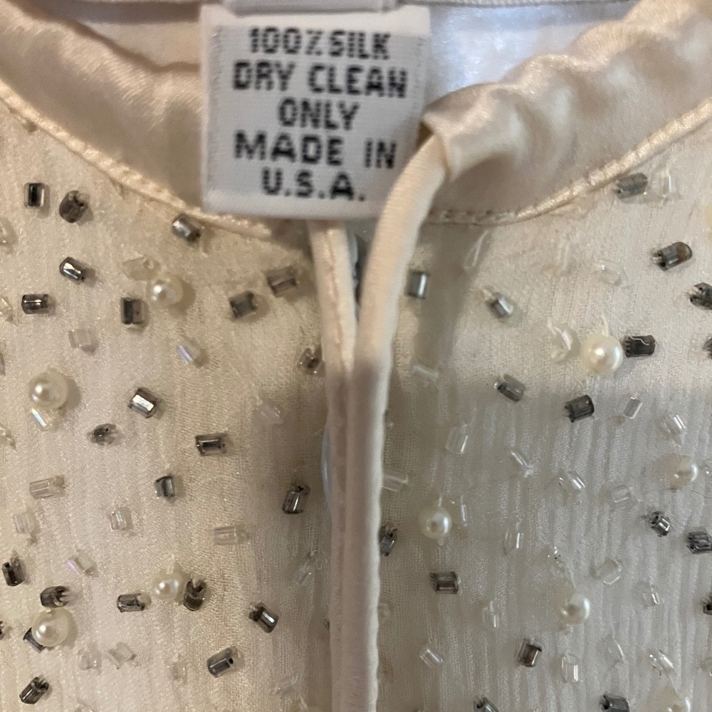 Size Medium 100% Silk Drawstring Beaded Pants - image 2